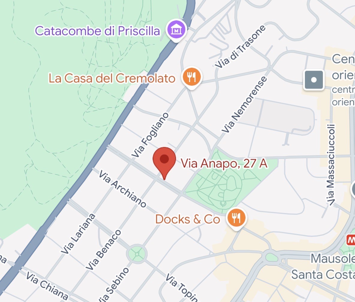 Mappa: Via Anapo 27A, Roma — sede dello studio del Dott. Domenico Rizzitelli