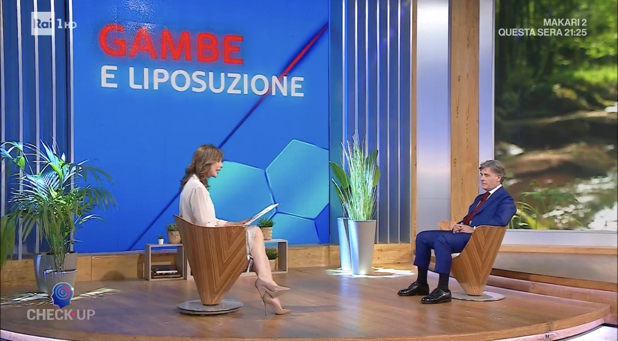 Copertina della puntata di Check-Up su Rai 1 dedicata a gambe e liposuzione